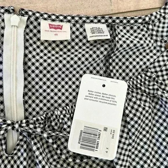 NWT LEVI'S Women's Misha Checkered Flutter-Sleeve Skater Dress Sz 4X - Picture 6 of 9